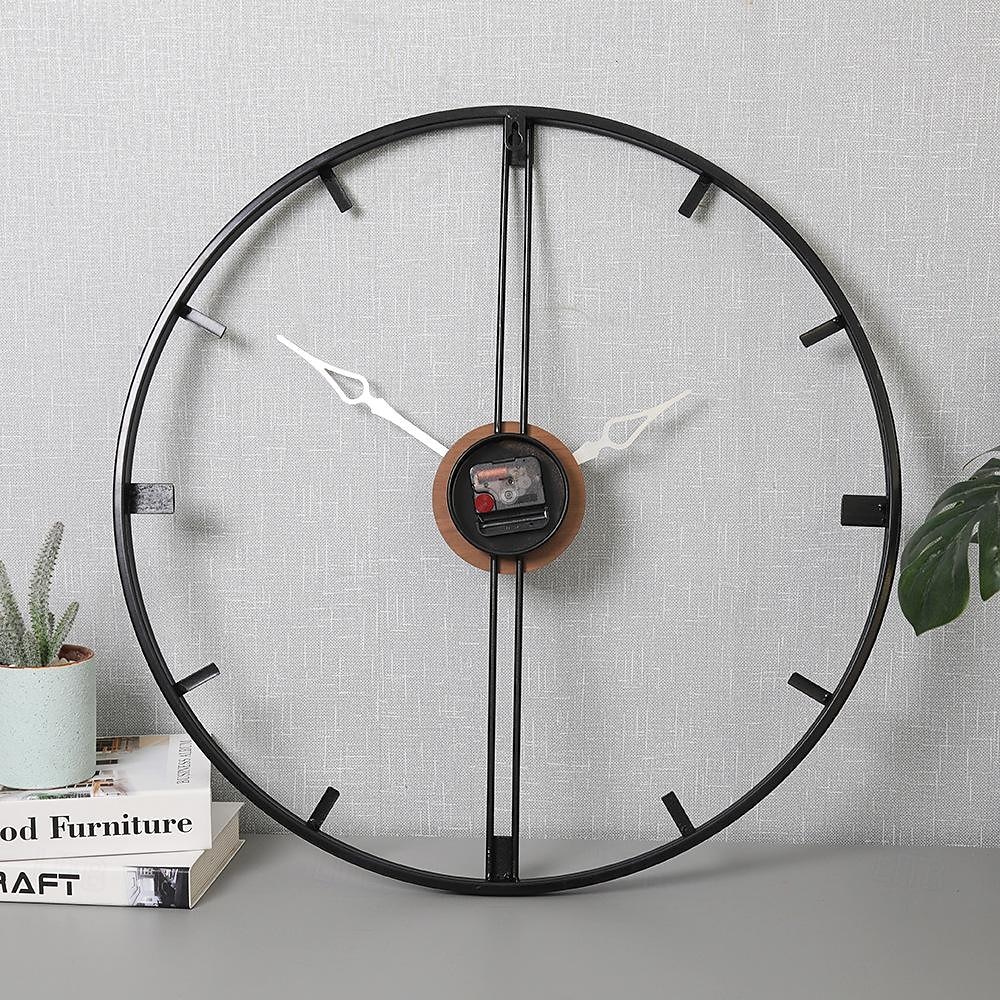 Reloj de pared artístico grande y moderno, reloj de pared grande, decoración artística, relojes de pared, decoración de oficina, minimalista, metal negro para cocina, dormitorio, negro, 60cm 2025 - $116.99 –P2