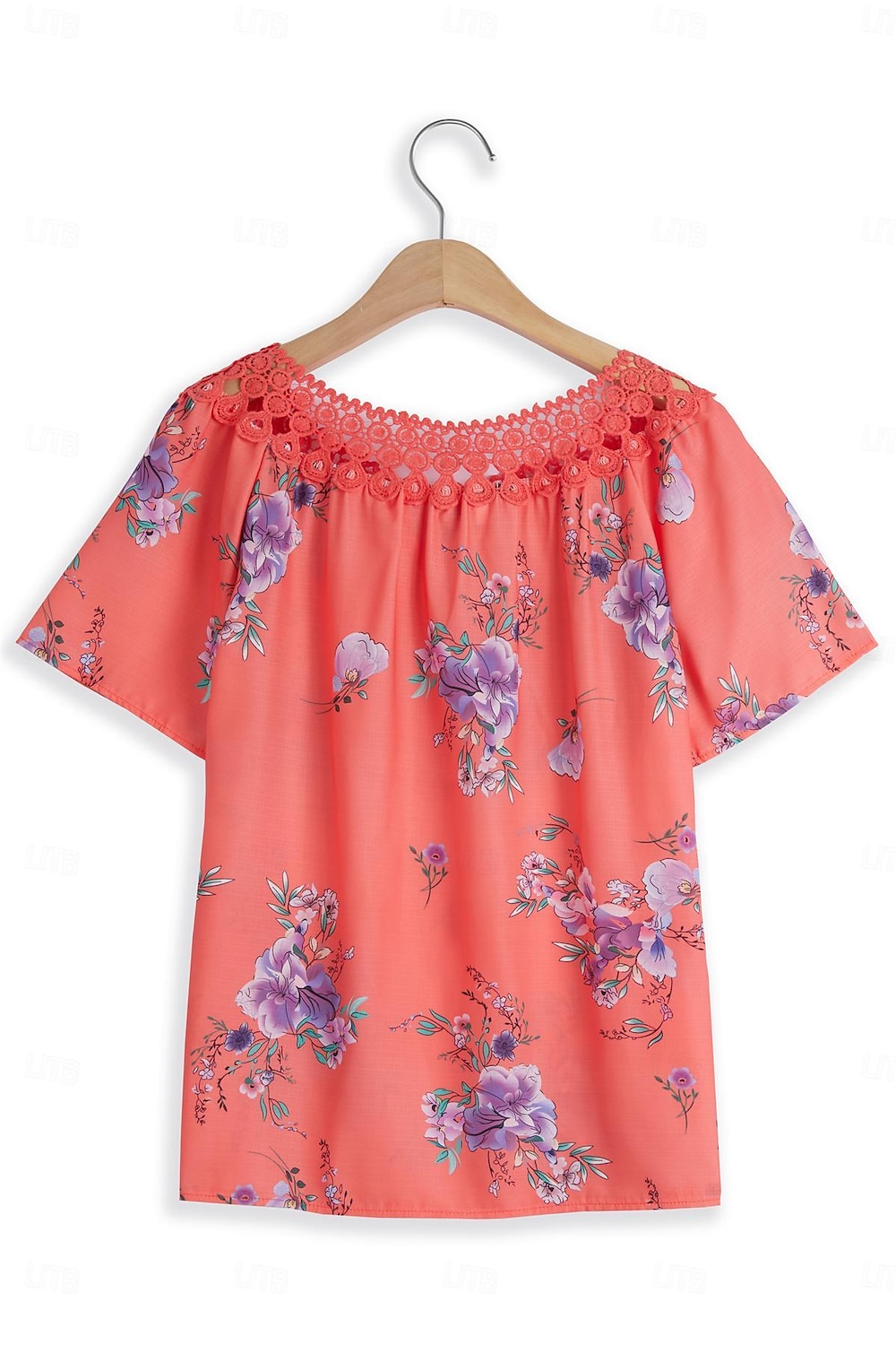 Blouses en dentelle blanche élégante pour femmes blouses ajourées basiques florales imprimées courtes tops réguliers col en V décontractés romantiques petits tops pour l'été vêtements de vacances de 2025 ? $16.99 –P8
