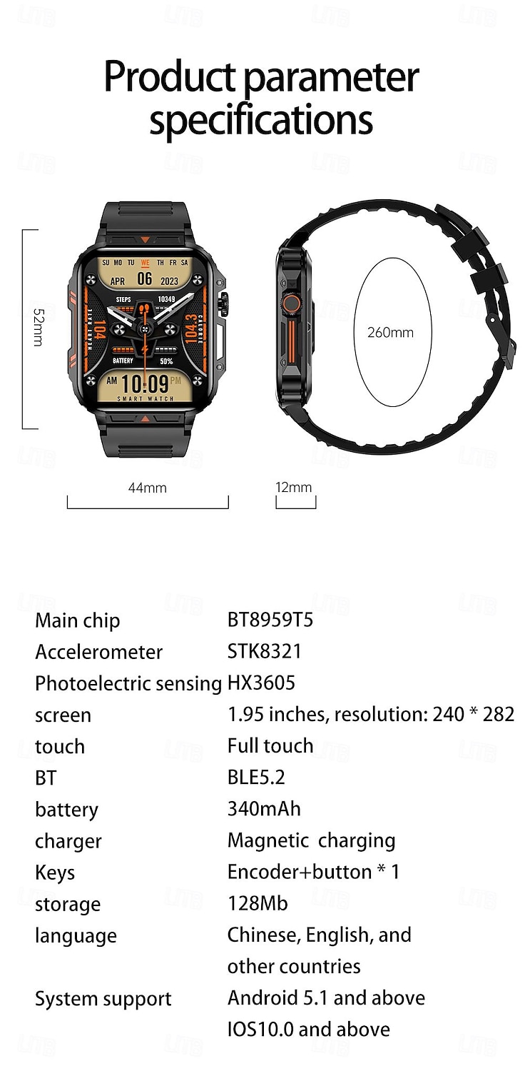 2025年 iMosi L81 スマートウォッチ 1.95 インチ スマート·ウォッチ ブルートゥース 歩数計 着信通知 睡眠サイクル計測器 と互換性があります Android iOS 女性 男性 ハンドフリーコール 防水 メディアコントロール IP68 44mmの時計ケース コレクション – $35.99 –P20