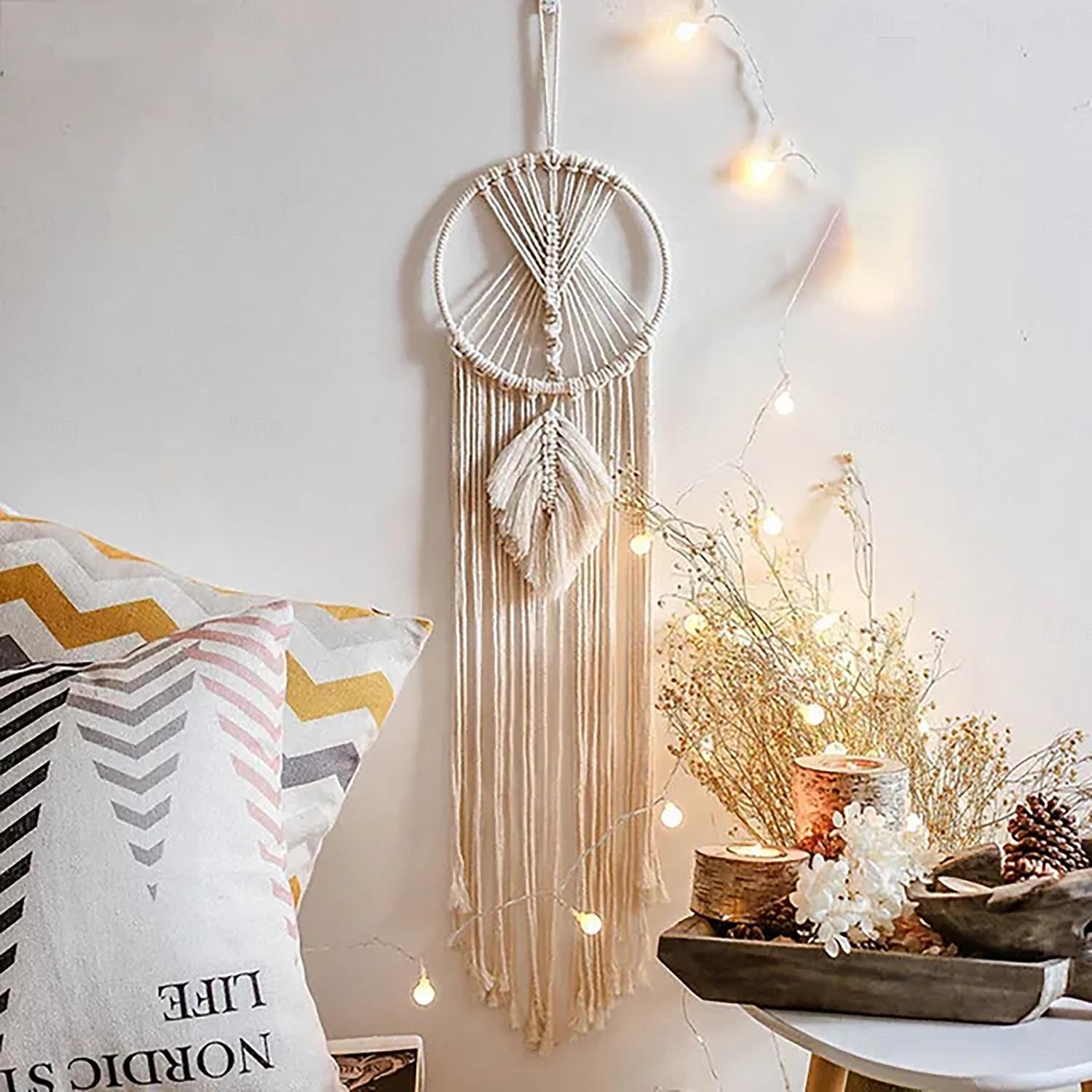 1pc Boheemse maanster dromenvangers verlichting boho macrame muuropknoping dromenvanger boho muurdecor handgemaakt geweven tapijt voor tienermeisjes jongens kinderkamer cadeau thuis appartement 2026 - $18.49 –P10