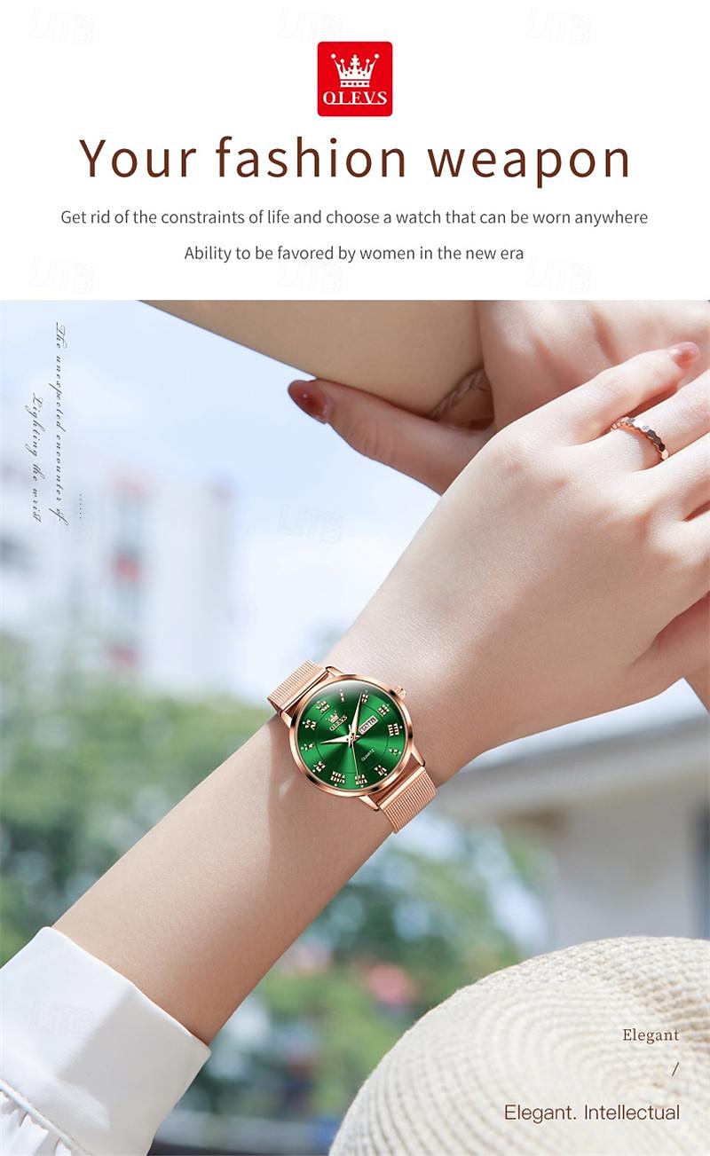 New Olevs Olevs Brand Mother's Day Gift for Women'S Watches Luminous Calendar Week Display Simple Quartz Watch Double Calendar High Value Ladies Waterproof Sports Watch 2026 - $29.99 –P11