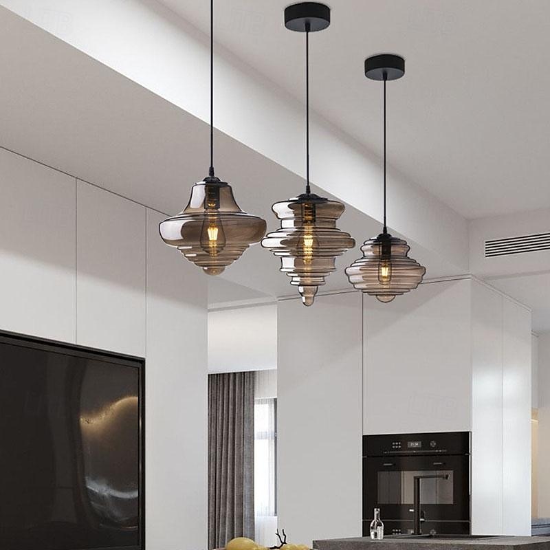 lampada a sospensione a led, design a lanterna, lampadario moderno in vetro metallo di grandi dimensioni, stile retrò adatto per cucina con lampadari, bancone bar, negozi/caffetterie, sala da pranzo, del 2025 a $249.99 –P4
