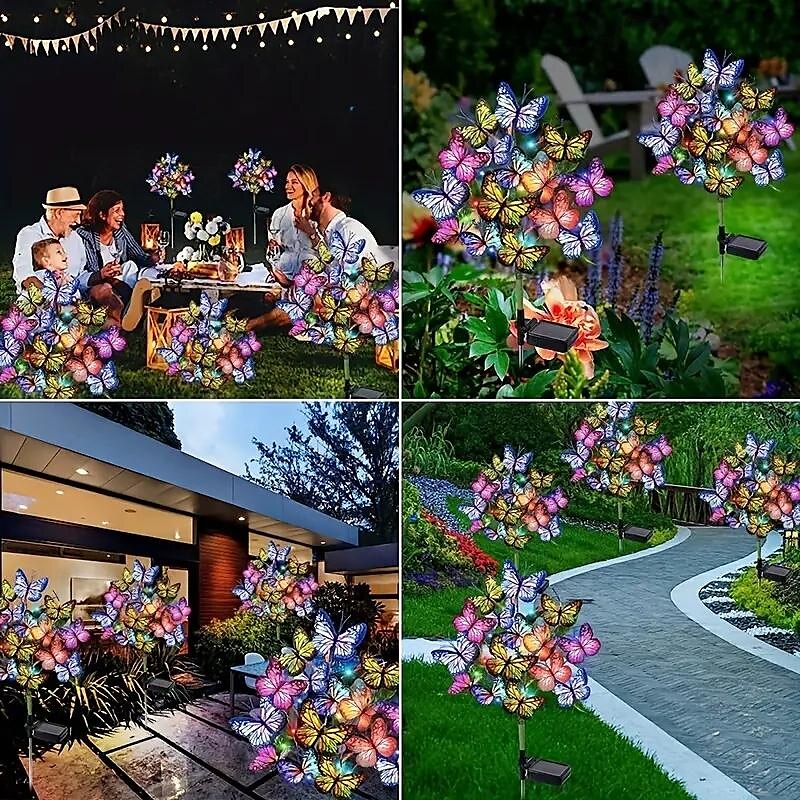 2 stk solenergi sommerfugl formet plen lys fargerike led utendørs vanntette hage lys for hage park gangvei plen dekorasjon 2025 - $30.99 –P8