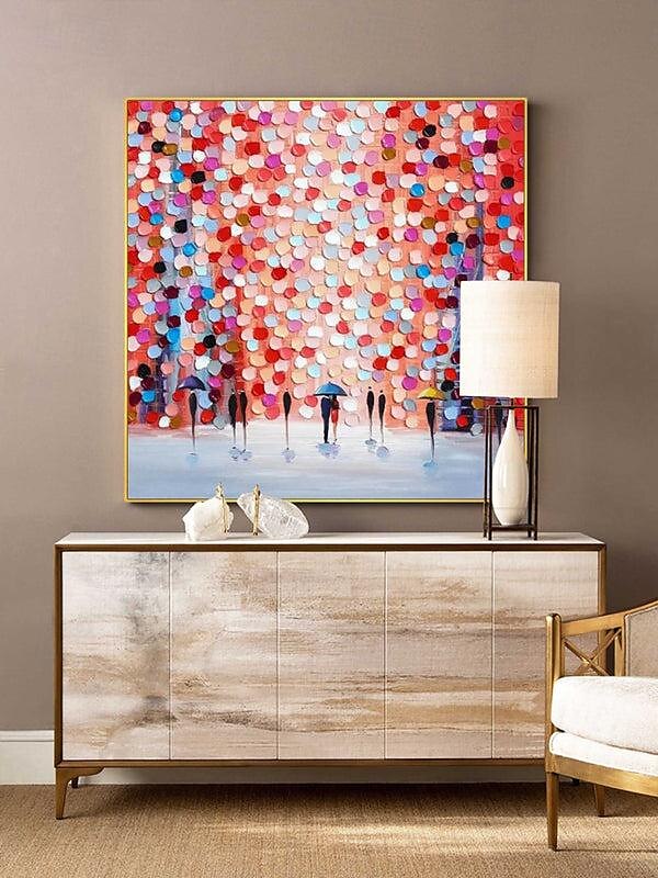 met de hand geschilderd abstract landschap schilderij op canvas 3D-getextureerde muurkunst muurdecor woonkamer zachte kleur getextureerde bloemlandschap roze olieverfschilderij muurkunst lentedecor 2025 - $116.99 –P5