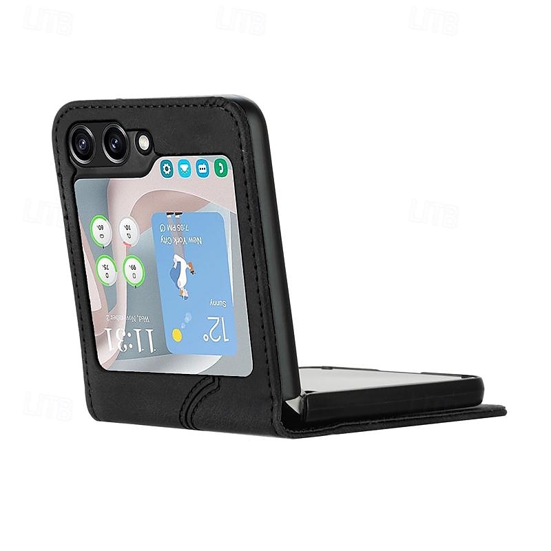 телефон Кейс для Назначение SSamsung Galaxy Z Flip 5 Z Flip 4 Z Flip 3 Откидная крышка Защита от удара Ретро ПК Кожа PU 2025 - $18.99 –P6