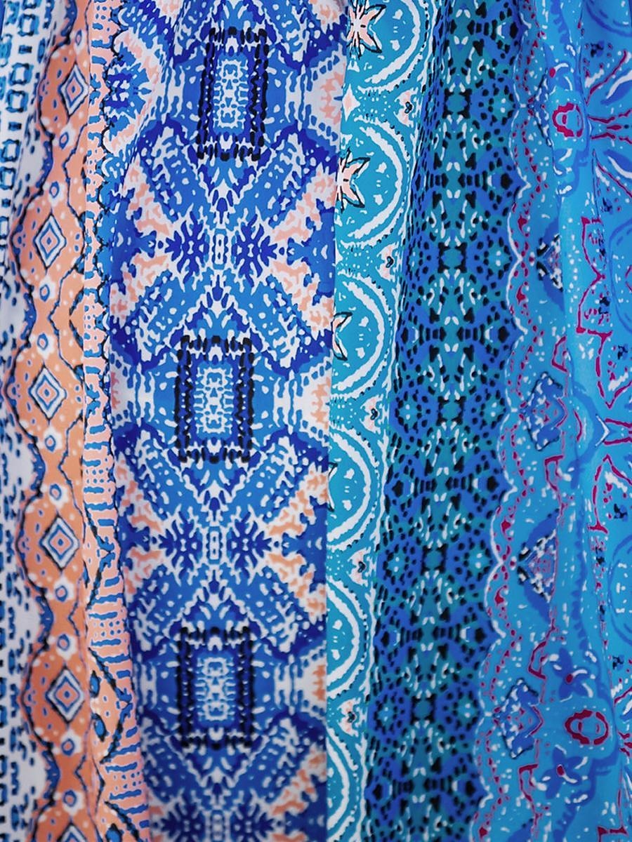 kvinners fritidskjole slipkjole floral geometrisk ryggløst trykk stropp lang kjole maxi kjole boho ferie ermeløs sommer 2025 - $41.99 –P1