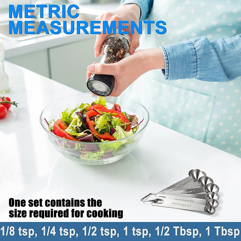 Measuring Spoon Set Stainless Steel Measuring Spoons Set of 6 Metal Measuring Spoon for Measuring Dry and Liquid Ingredients of Cooking Baking 2026 - $15.99 –P9