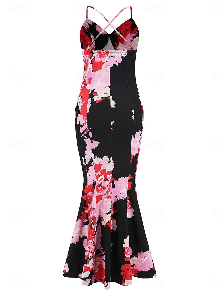 Damen Freizeitkleid Etuikleid Unterkleid Blumen rückenfrei Print Rollkragen langes Kleid Maxikleid sexy Urlaub ärmellos Sommer 2025 - $41.99 –P8