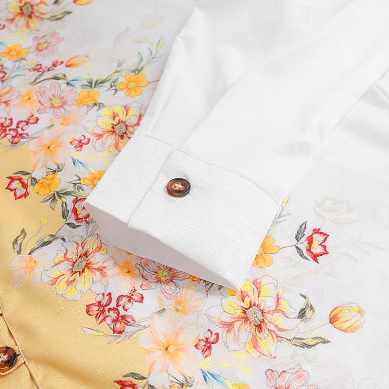 Homme Floral Chemise Chemise boutonnée manche longue Décontractées Usage quotidien Sortie Fin de semaine Printemps été Col Mao Imprimer Bouton bas Jaune Rose Claire Bleu Violet de 2025 ? $26.99 –P4
