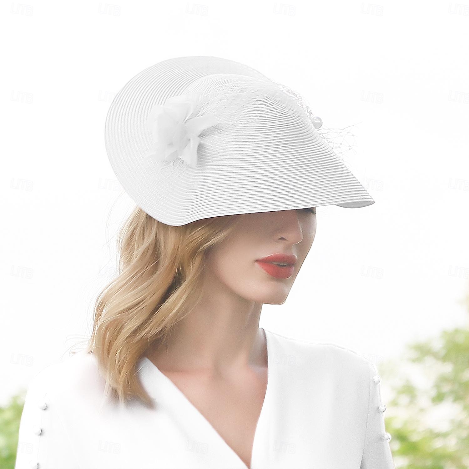 Headbands Hats Fiber Bowler / Cloche Hat Straw Hat Sun Hat Wedding Tea Party Elegant Wedding With Pearls Tulle Headpiece Headwear 2026 - $57.99 –P8
