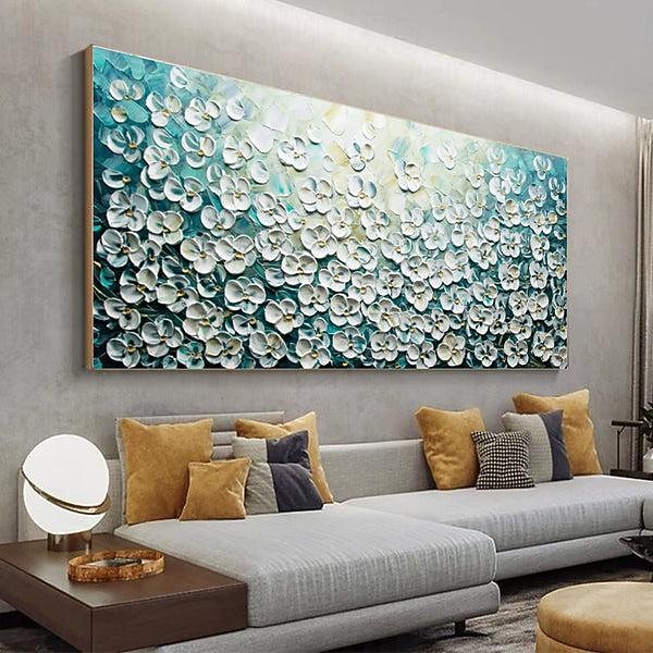 peinture à l'huile de fleur épanouie art de paysage fait à la main minimaliste fleur de cerisier blanc toile peinture à l'huile peint à la main 3d texture crémeuse peinture à l'huile art mural de 2025 ? $61.99 –P4