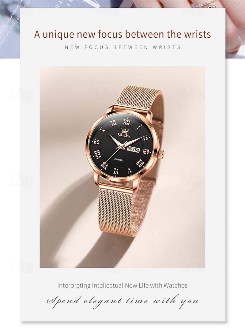 New Olevs Olevs Brand Mother's Day Gift for Women'S Watches Luminous Calendar Week Display Simple Quartz Watch Double Calendar High Value Ladies Waterproof Sports Watch 2026 - $29.99 –P5