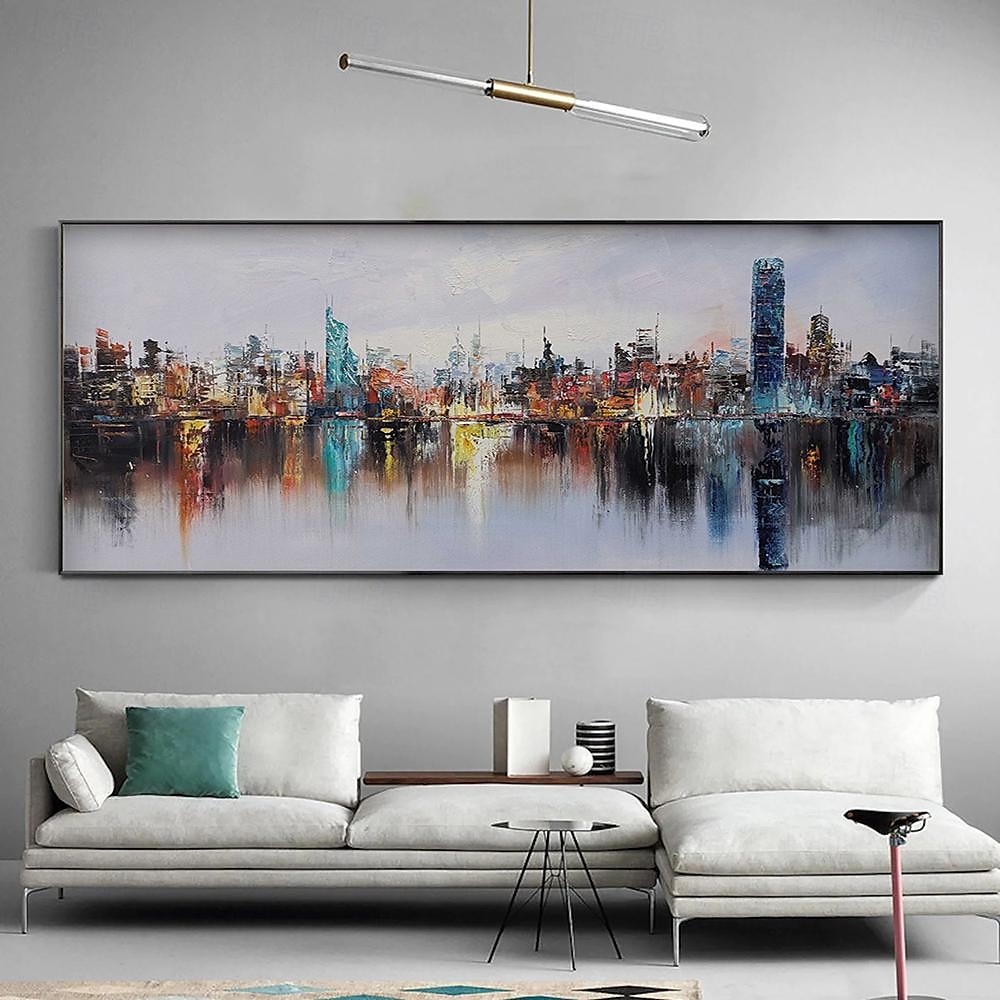 velké new york city krajinomalba ručně malované velké městské umění malba městské nástěnné umění ruční práce new york wall art city art malba ručně malovaná městská malba 2025 - $61.99 –P4