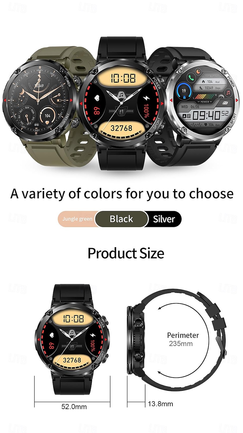 iMosi T30 Smart Watch 1.6 inch Smartwatch Fitness Running Watch Bluetooth Pedometer Call Reminder Sleep Tracker Compatible with Android iOS Unisex Long Standby Hands-Free Calls Waterproof IP68 52mm 2026 - $72.99 –P12