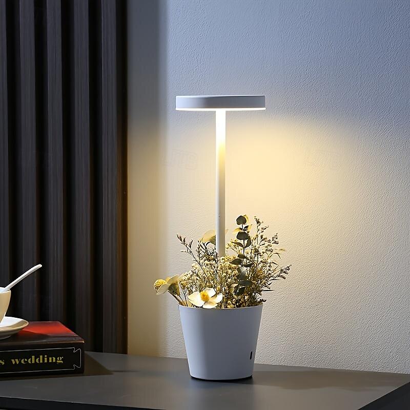 Cordless Table Lamp  with Flower Basket Design  3-Levels Brightness Stepless Dimming Table Light Rechargeable Battery Powered LED Desk Lamp for Restaurant/Home/Patio 2025 - $43.99 –P9