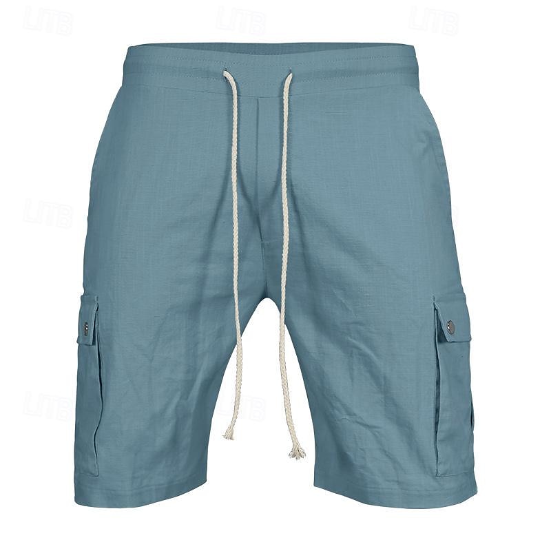 Homme Short Cargo Short Cordon Taille elastique Multi poche Plein Vestimentaire Court Extérieur du quotidien Sortie Mode Classique Noir Jaune de 2025 ? $27.99 –P11
