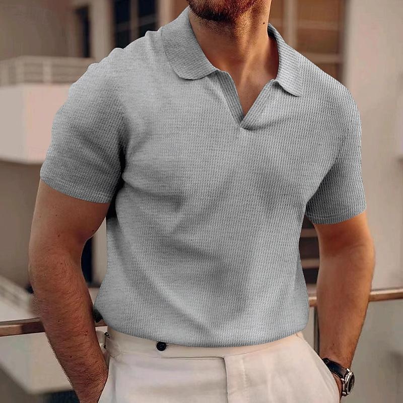Per uomo Polo a nido d'ape Camicia da golf Golf Informale Sport Bavero Manica corta Essenziale Moderno Liscio Classico Primavera estate Standard Nero Bianco Blu Cachi Grigio Polo a nido d'ape del 2025 a $17.99 –P1