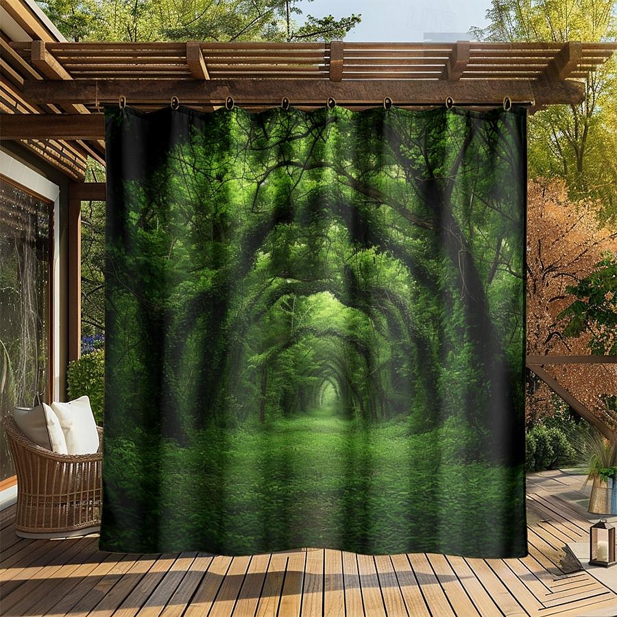 vattentät utomhusgardinskydd, utomhusgardiner, skjutbara uteplatsgardiner, pergolagardiner grommet skog för lusthus, balkong, veranda, fest 2025 - $28.99 –P8