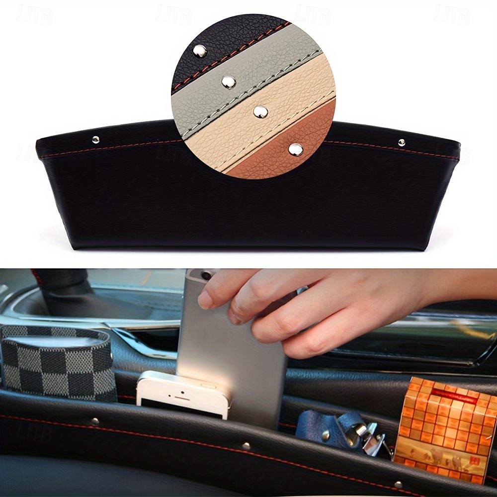 Organizador de espaço para assento de carro, caixa de armazenamento de couro pu à prova d'água para carro, bolso lateral de couro de ajuste universal para carteira móvel, moedas e acessórios de de 2026 por $8.99 –P5