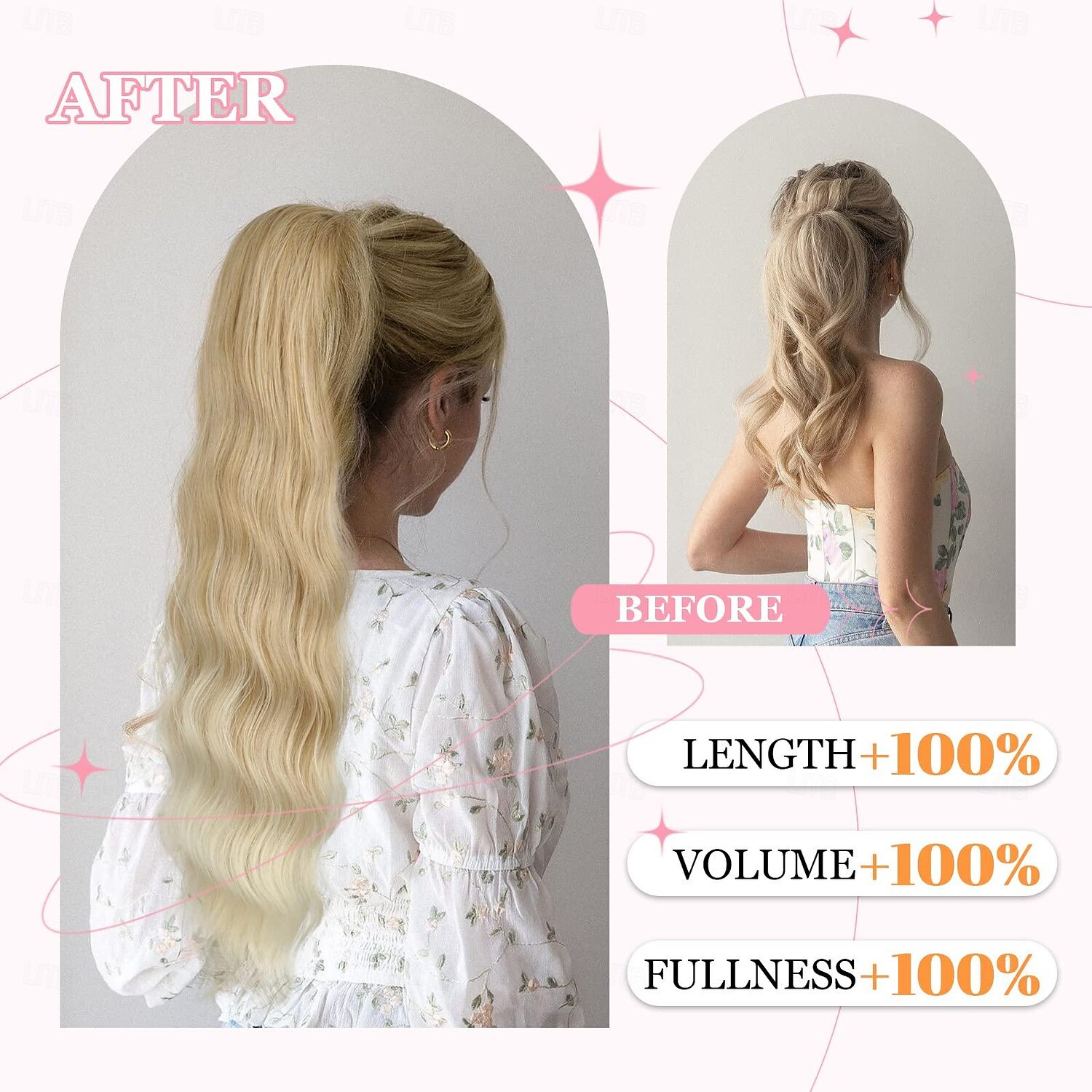 Blonde Ponytail Extension Drawstring Ponytail Hair Extension Clip in Ponytail Extension Long Wavy Ponytail Extension for Women Synthetic Ponytail Hairpiece Pony Tails Hair Extensions 2025 - $14.99 –P3