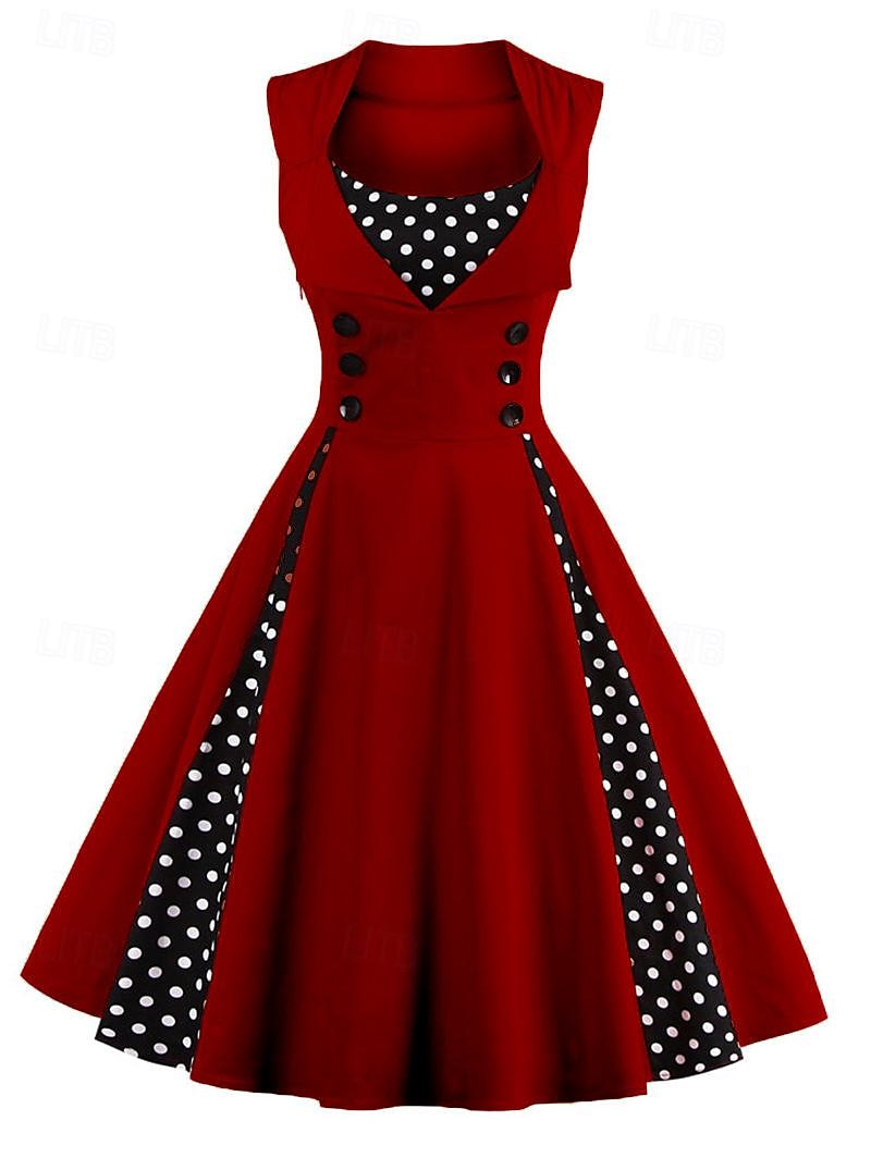 Buline 1950 Rochie de Cocktail Rochii O rochie de linie Rochie Flare Buline Pentru femei Mascaradă Evenimente / Petrecere Petrecerea Burlăcițelor Adulți Rochie Rochii de acasă 2025 - $38.99 –P8