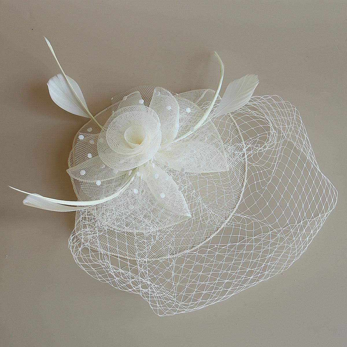 Fascinátory Klobouky Doplňky do vlasů Organza Se širší krempou Cylindr Závojový klobouk Dostih koktejl Elegantní Vinobraní S Peří Mašličky Přílba Pokrývky Hlavy 2025 - $21.99 –P2