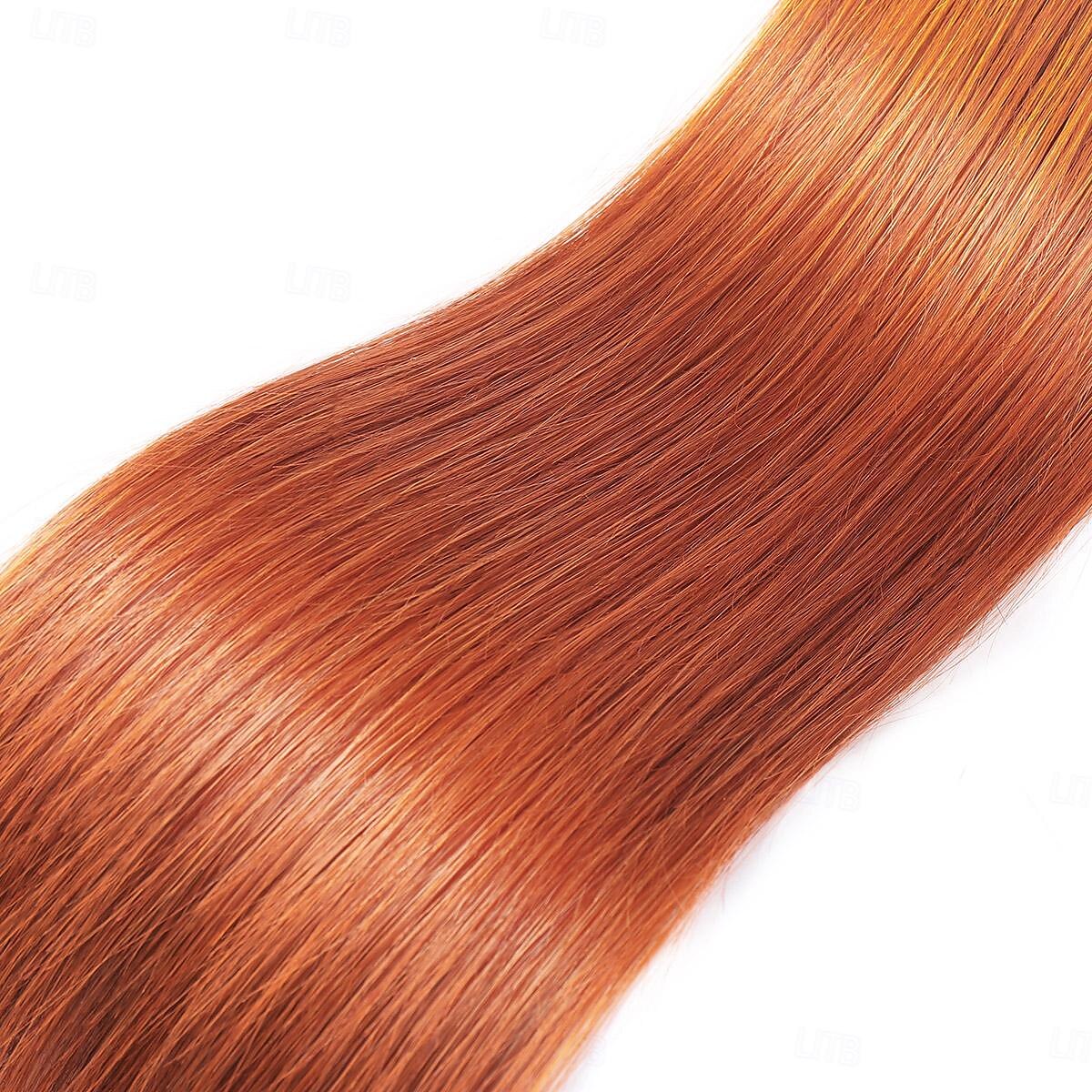 Brazilian Human hair Orange Hair Curtain 350# Straight Hair 3 Bundles Of Human Hair 2025 - $174.99 –P5