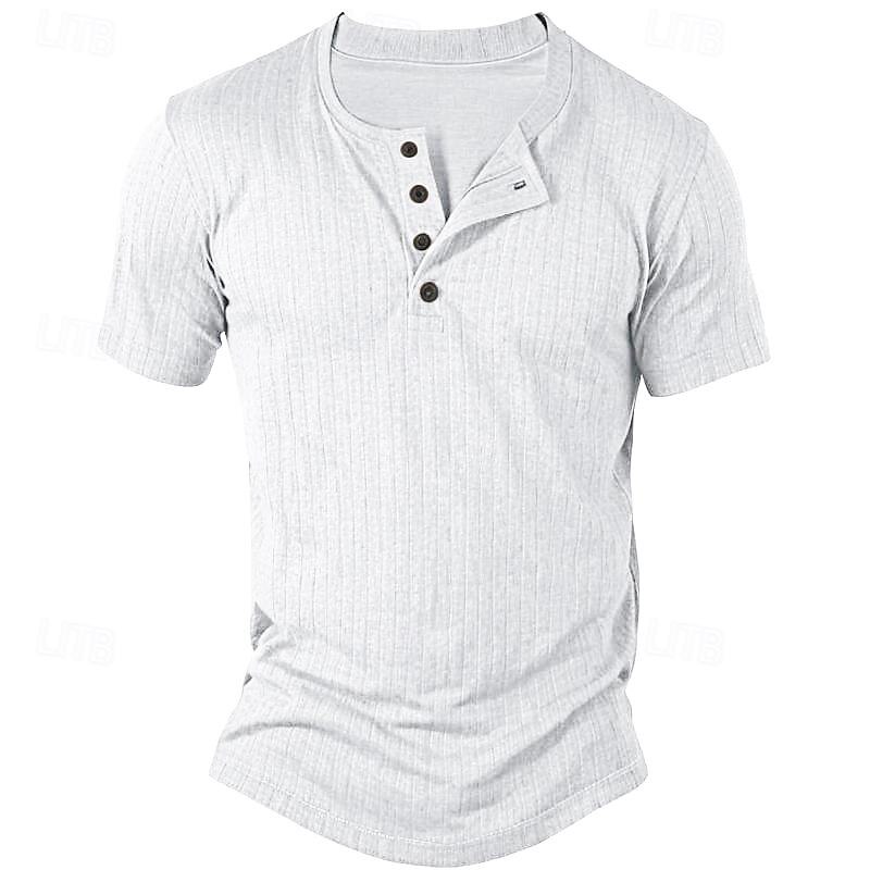 Férfi Henley ing Bordás kötött póló Tee Top Színes Pit Strip Henley Utca Vakáció Rövid ujjú Kollázs Zseb Ruházat Divat Dizájn Alap 2025 - $17.99 –P2