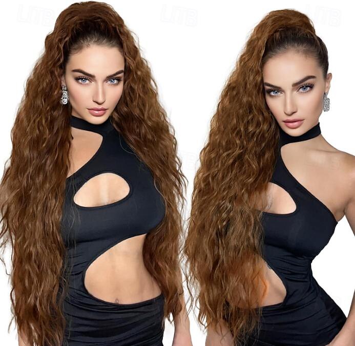extension de queue de cheval, extensions de cheveux de queue de cheval avec cordon de serrage longue queue de cheval ondulée bouclée postiche synthétique ondulée naturelle pour les femmes usage de 2025 ? $13.99 –P10
