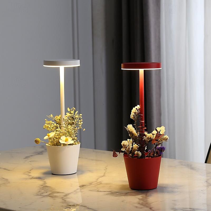 Cordless Table Lamp  with Flower Basket Design  3-Levels Brightness Stepless Dimming Table Light Rechargeable Battery Powered LED Desk Lamp for Restaurant/Home/Patio 2025 - $43.99 –P6