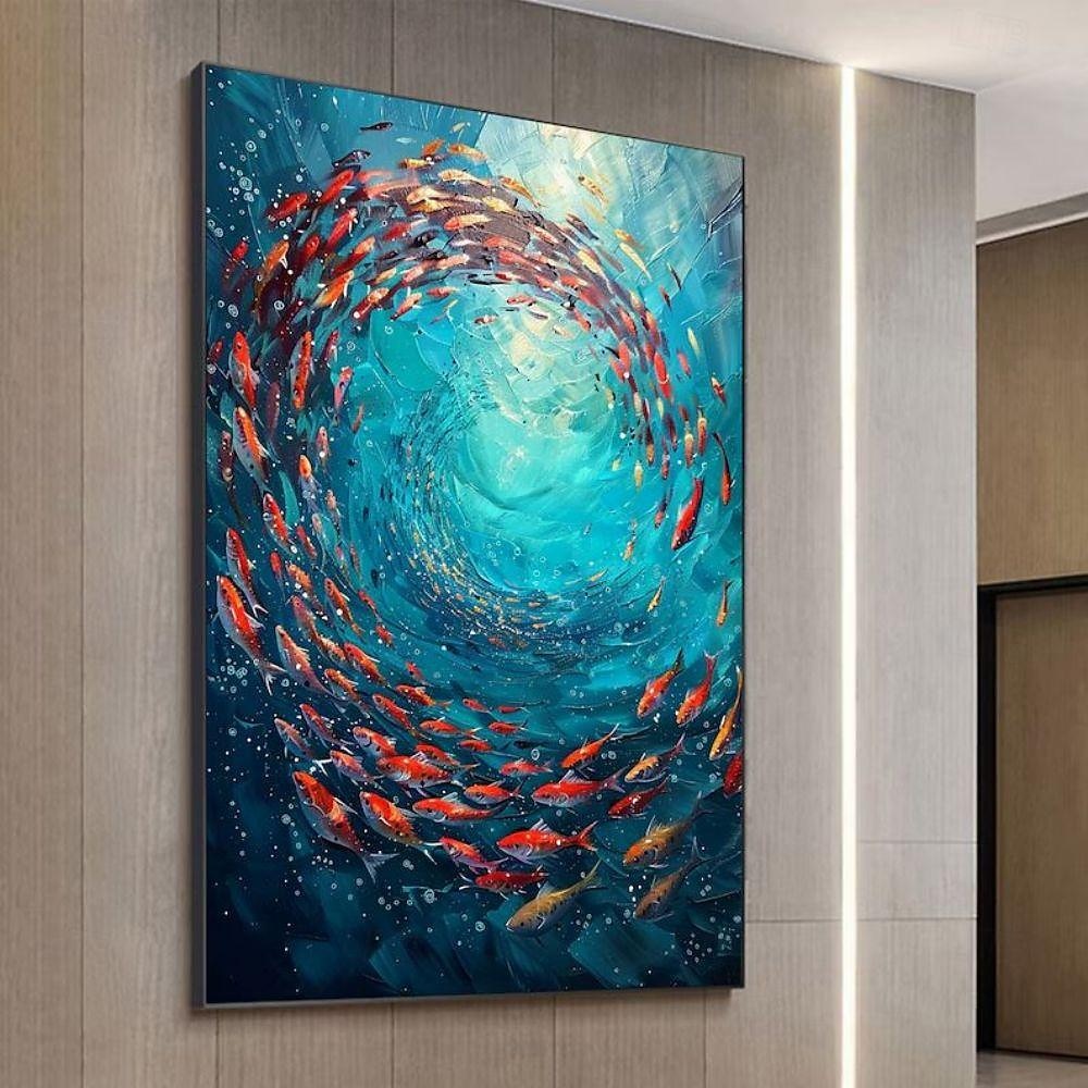 Handmade Oil Painting Canvas Wall Art Decoration Abstract Marine Fish ...