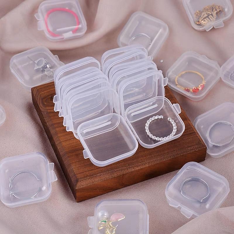 20/50pcs Mini Plastic Storage Box Square Transparent Portable Container Jewelry Holder Earrings Packaging Display Case Medicine Bin Jewlery Garbage Can Storage Cases Pp Accessories Clear Buds 2025 - $7.99 –P5