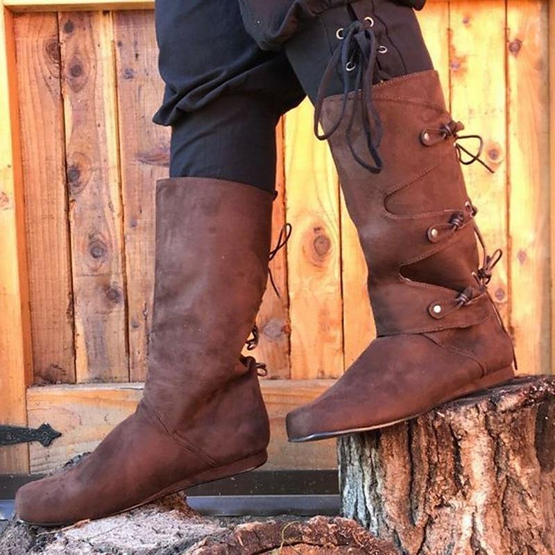Retro Vintage mittelalterliche Renaissance-Schuhe, Pirat, Ritter, Ritter, Herren, Unisex, Halloween, Event/Party, Maskerade-Schuhe, ausgefallene mittelalterliche Stiefel 2025 - $44.99 –P4