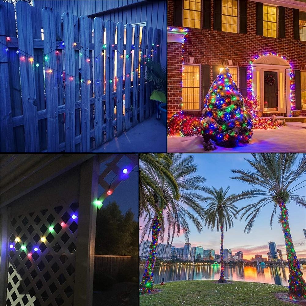 Guirlande lumineuse solaire d'extérieur, 10 m, 50 LED, guirlande lumineuse de Noël étanche avec 8 modes, design boule de cristal pour Noël, jardin, pelouse, porche, belvédère&amp;décor de bistrot de 2025 ? $53.99 –P5