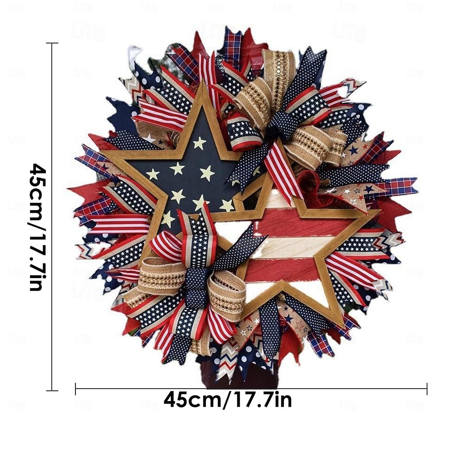 патриотический венок ко Дню независимости, праздничный венок с принтом флага США, красные, белые, синие гирлянды, венки, 4 июля, настенный декор, венки для входной двери, уличный приветственный знак, дверные вешалки 2025 - $27.99 –P2