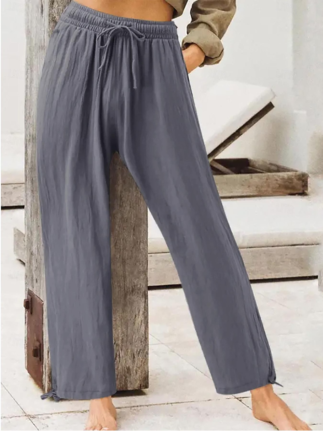 Femmes Pantalons Décontracté Quotidien Longueur complète Uni Cordon de serrage Poches Latérales Respirabilité Confortable Micro-Élastique Sortir Week-end Noir Vin Bleu Violet Printemps & Été Coupe de 2026 ? $26.99 –P1