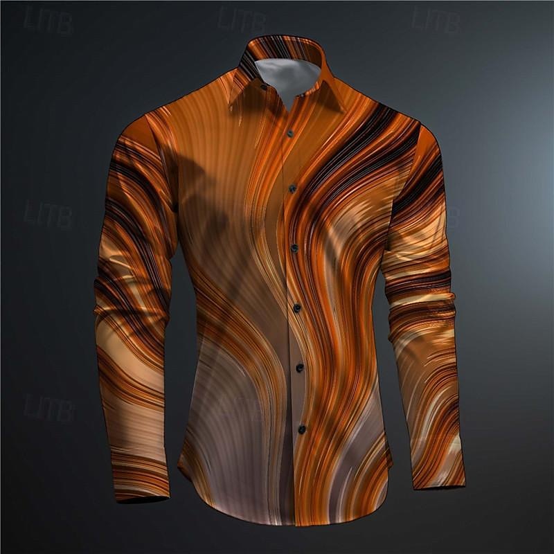 Men's Printed Shirts Long Sleeve Subcultural Vacation Party Street Spring & Summer Turndown Print Button-Down Red+Pink Red Navy Blue Blue Purple 2025 - $25.99 –P13