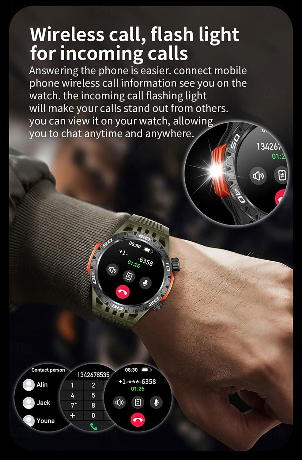 ceas inteligent ht22 ecran de 1,46 inchi apel bluetooth ip68 lanternă cu led rezistentă la apă baterie mare 100 sport gps pistă de fitness ceas inteligent 2025 - $46.99 -P6