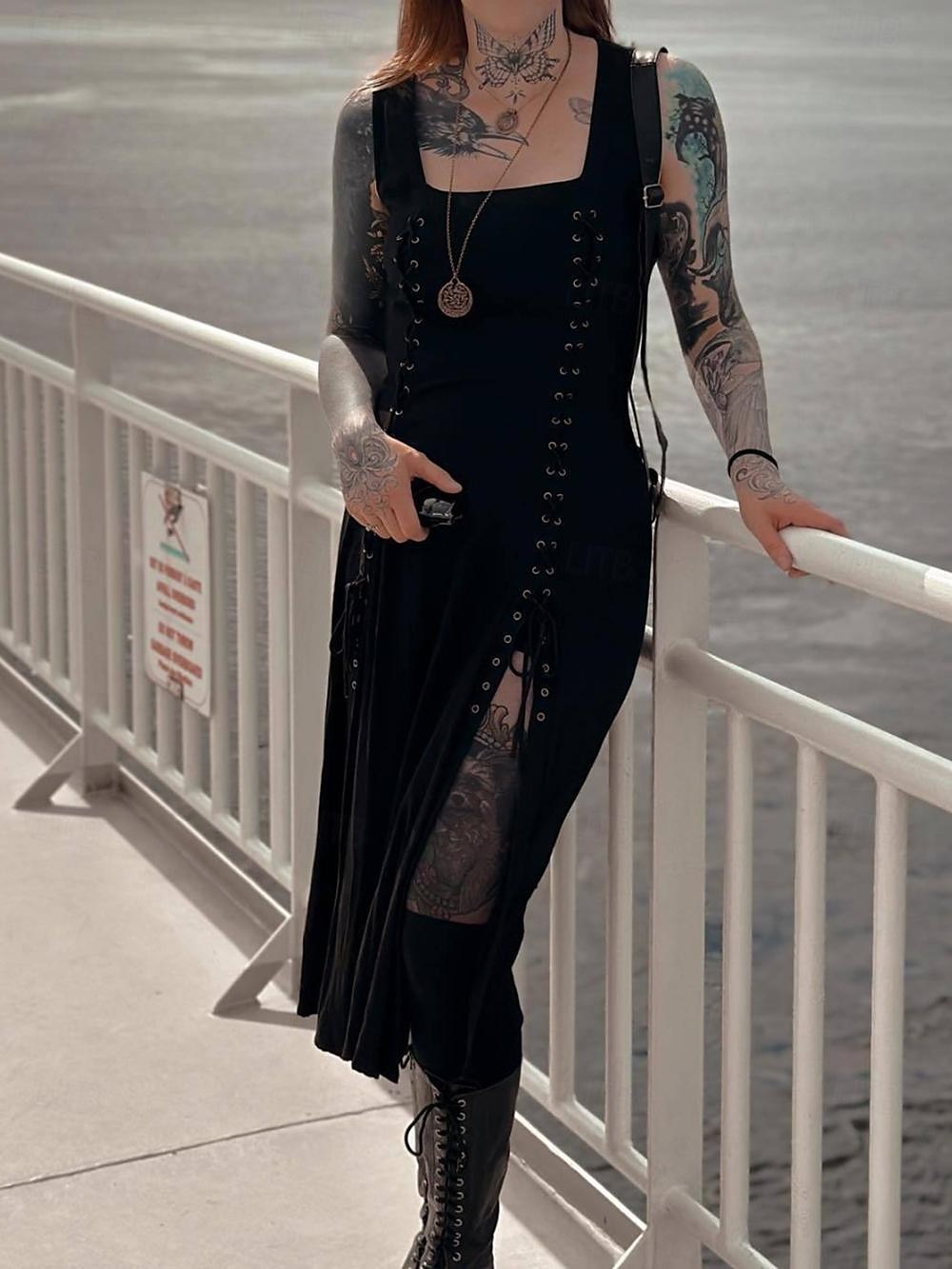 Retro Vintage Punk & Gothic Medieval Vacation Dress Dress Masquerade Outlander Women's Halloween Party Vacation Dress sca Medieval Clothing 2025 - $41.99 –P1