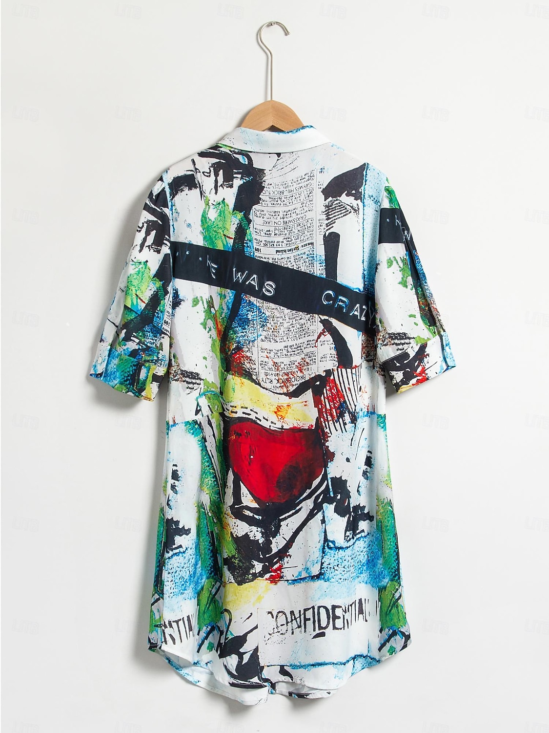 Mini-overhemdjurk met splashprint en opstaande kraag 2025 - $64.99 –P3