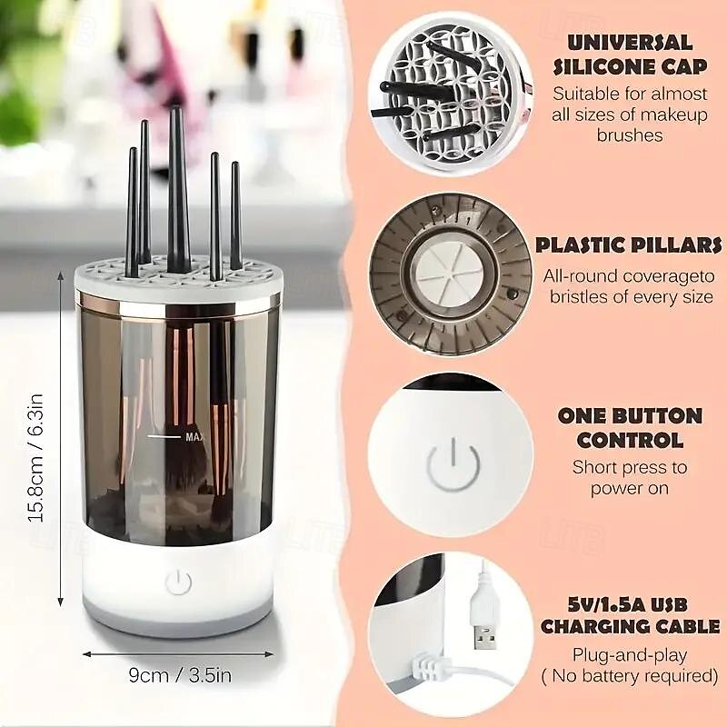 USB Plug Portable Electric Makeup Brush Cleaner With Rubber Makeup Machine Electric USB Quick Cleaner Cleaning Brush Collar Brush 2025 - $27.99 –P5