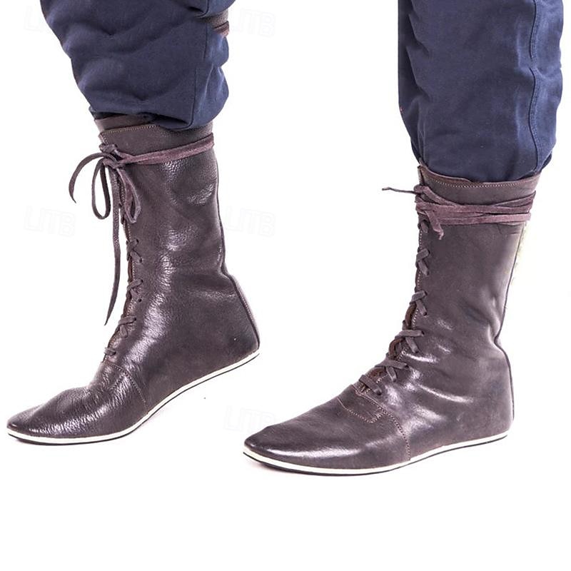 sapatos retrô vintage medievais renascentistas botas planas de jazz pirata cavaleiro ritter masculino unissex evento de halloween/festa sapatos de máscaras botas medievais extravagantes de 2025 por $51.99 –P2