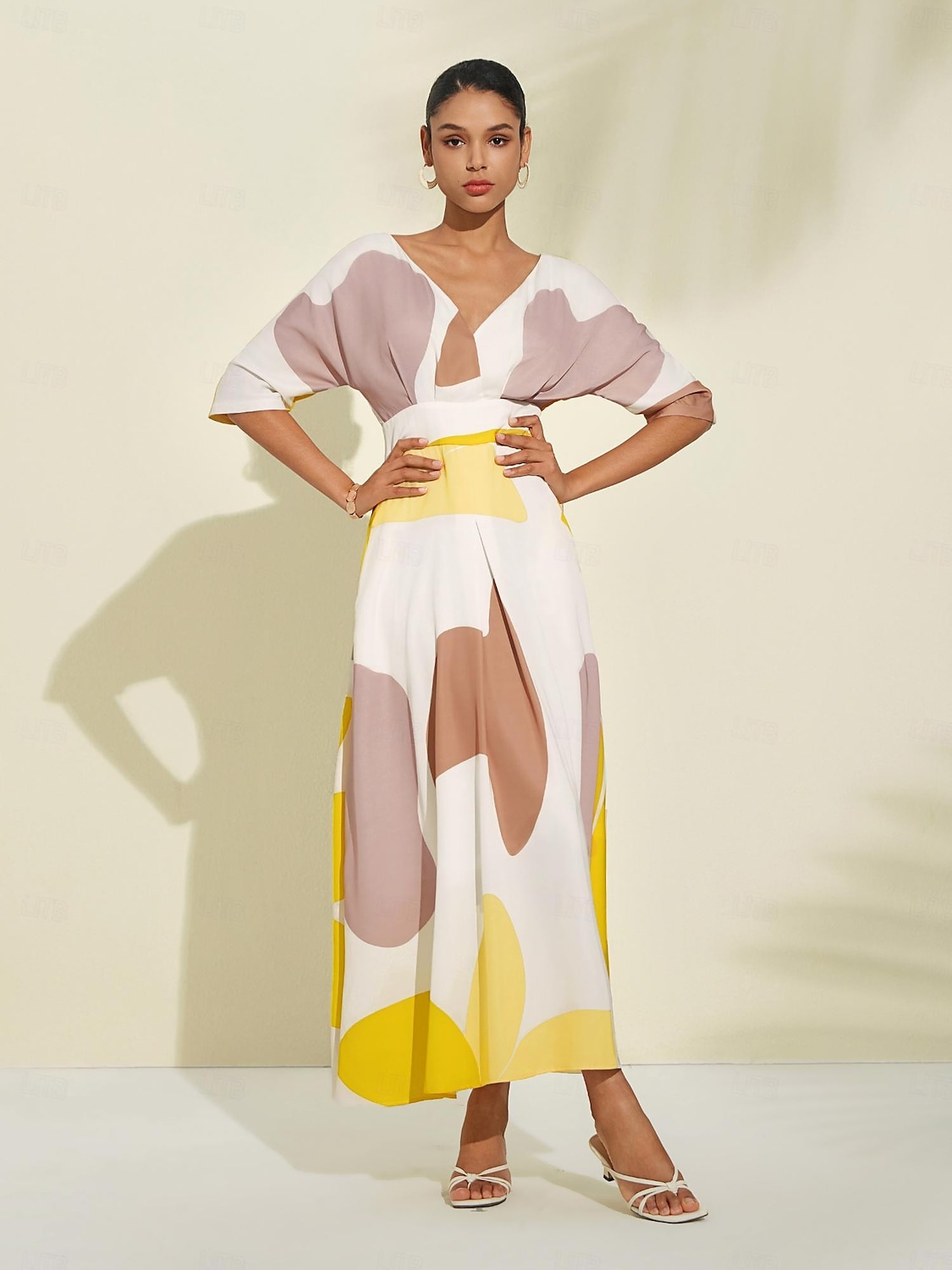 robe longue en satin à fleurs avec poche pour invités de mariage et col en V de 2025 ? $97.99 –P8
