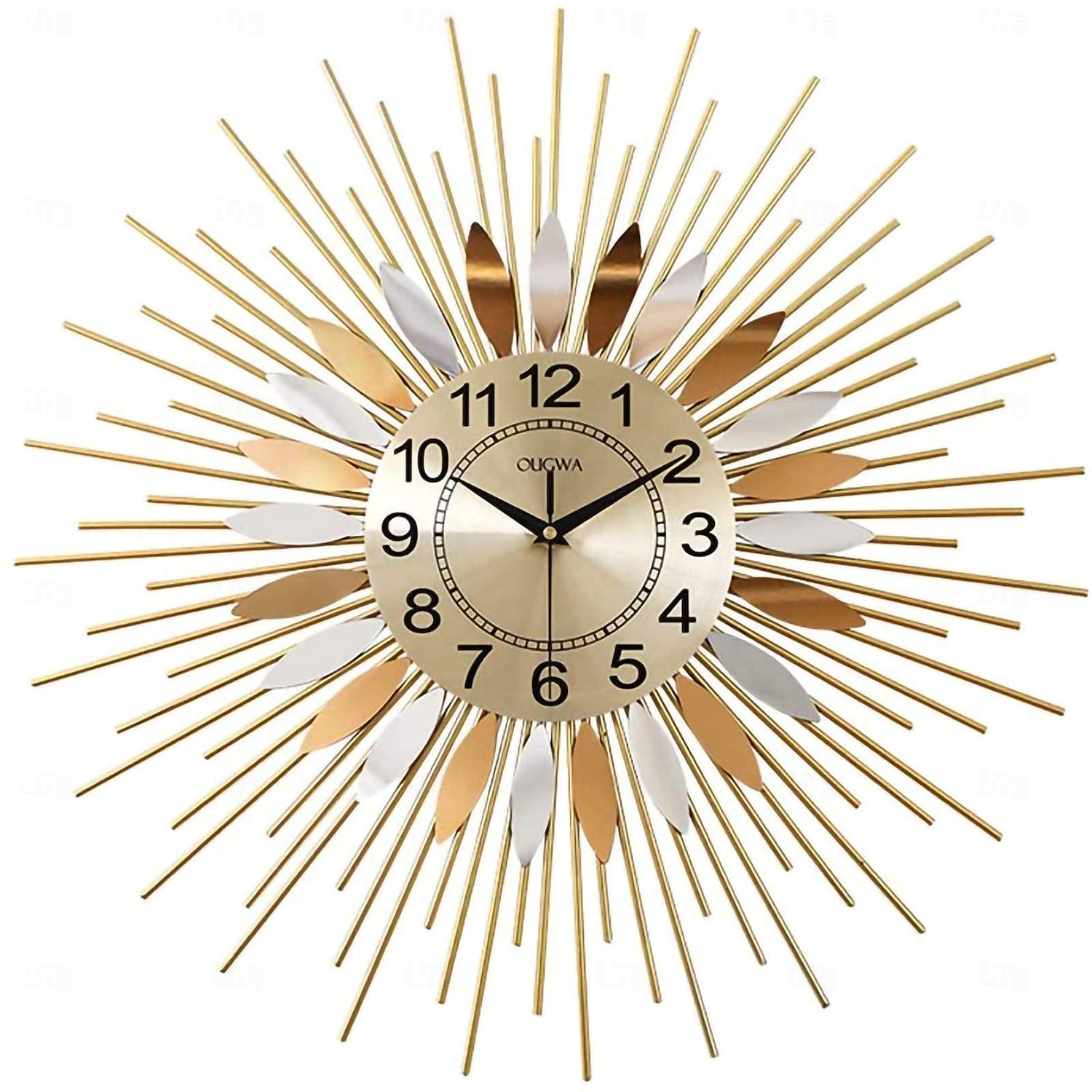 velké nástěnné hodiny kovové dekorativní 58cm tarburst nástěnné hodiny, moderní tiché nástěnné hodiny, nástroje z poloviny století satelitní kovové nástěnné hodiny, velká starburst dekorace pro 2025 - $92.99 –P6