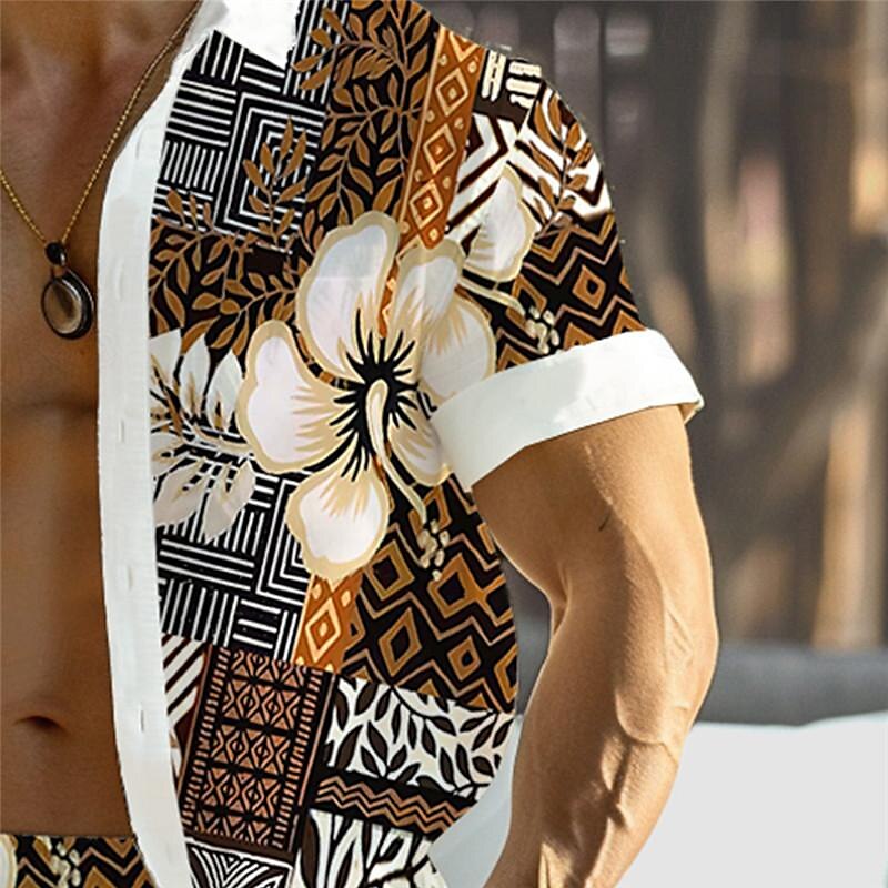 Per uomo Floreale Motivo Geometrico Etnico 2 pezzi Set di camicie Camicia hawaiana estiva Manica Corta Pantaloni corti Collo ripiegato Vacanza Hawaiano All'aperto Camicia hawaiana Ferie Bottoni Tasca del 2025 a $34.99 –P3