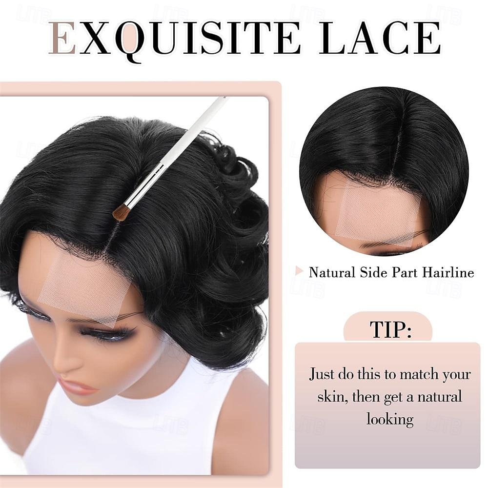 korte krullende bob pruiken losse golf zijdeel pruik voor zwarte vrouwen korte body wave bob synthetische pruik 2025 - $20.99 –P7