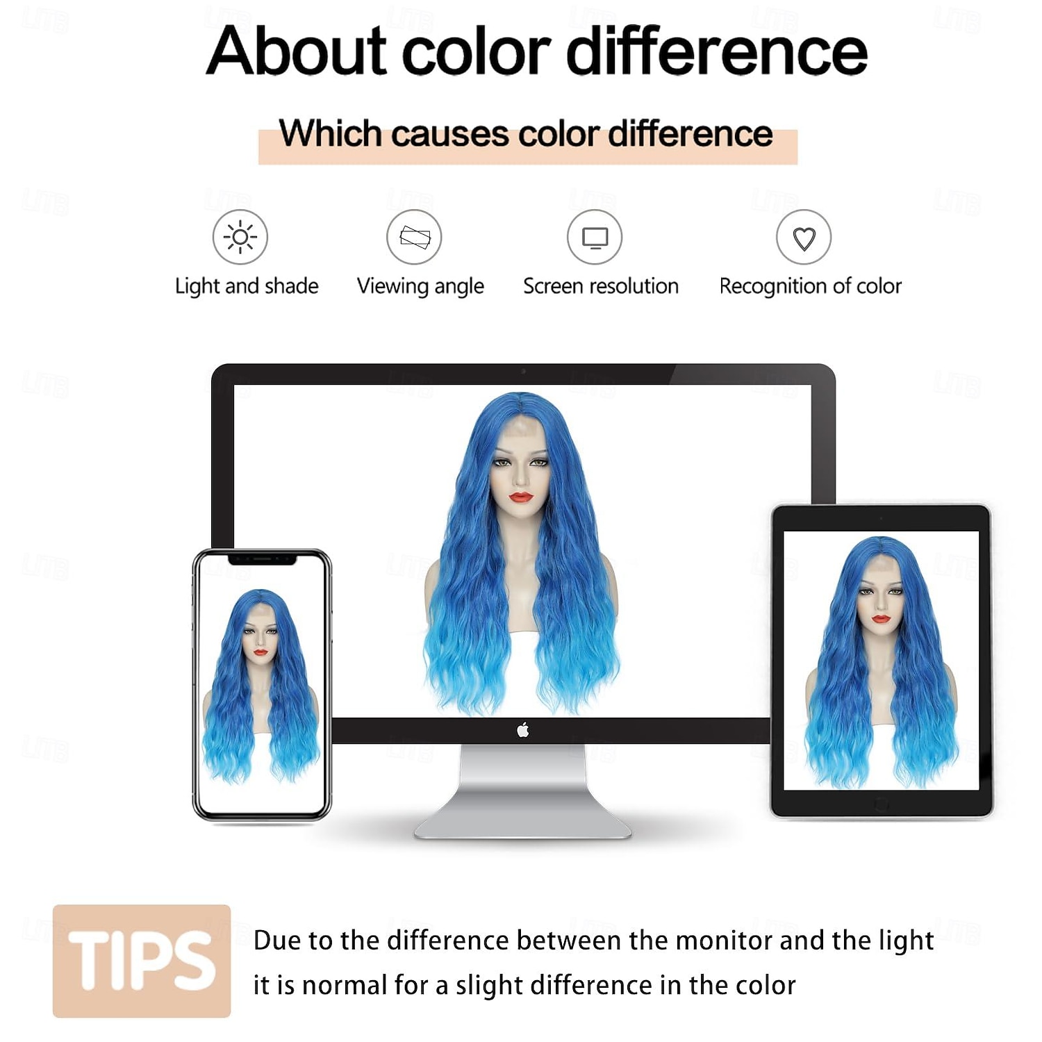 Blue Wig Long Blue Wavy Wigs for Women Middle Part Ombre Blue Wig 26 inch Natural Curly Synthetic Wig Heat Resistant Fiber Wigs for Daily Party Use Halloween Wigs 2025 - $21.99 –P5