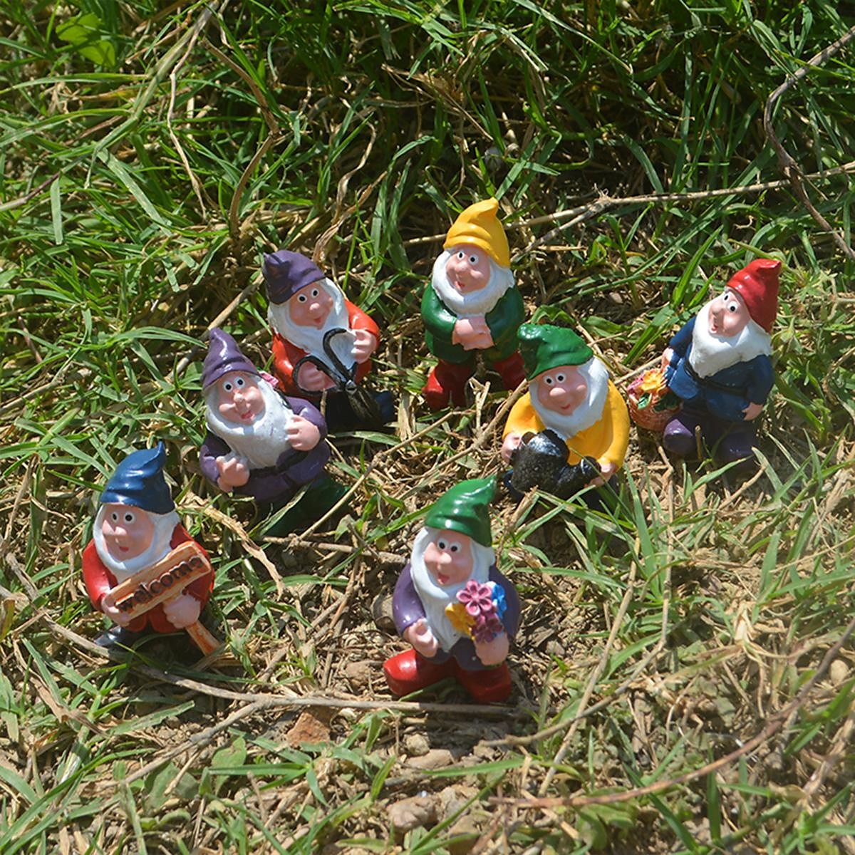 conjunto de siete figuras enanas: decoración del hogar y el jardín, perfectas para decoración de macetas, colección de artesanía de resina 2025 - $17.99 –P5