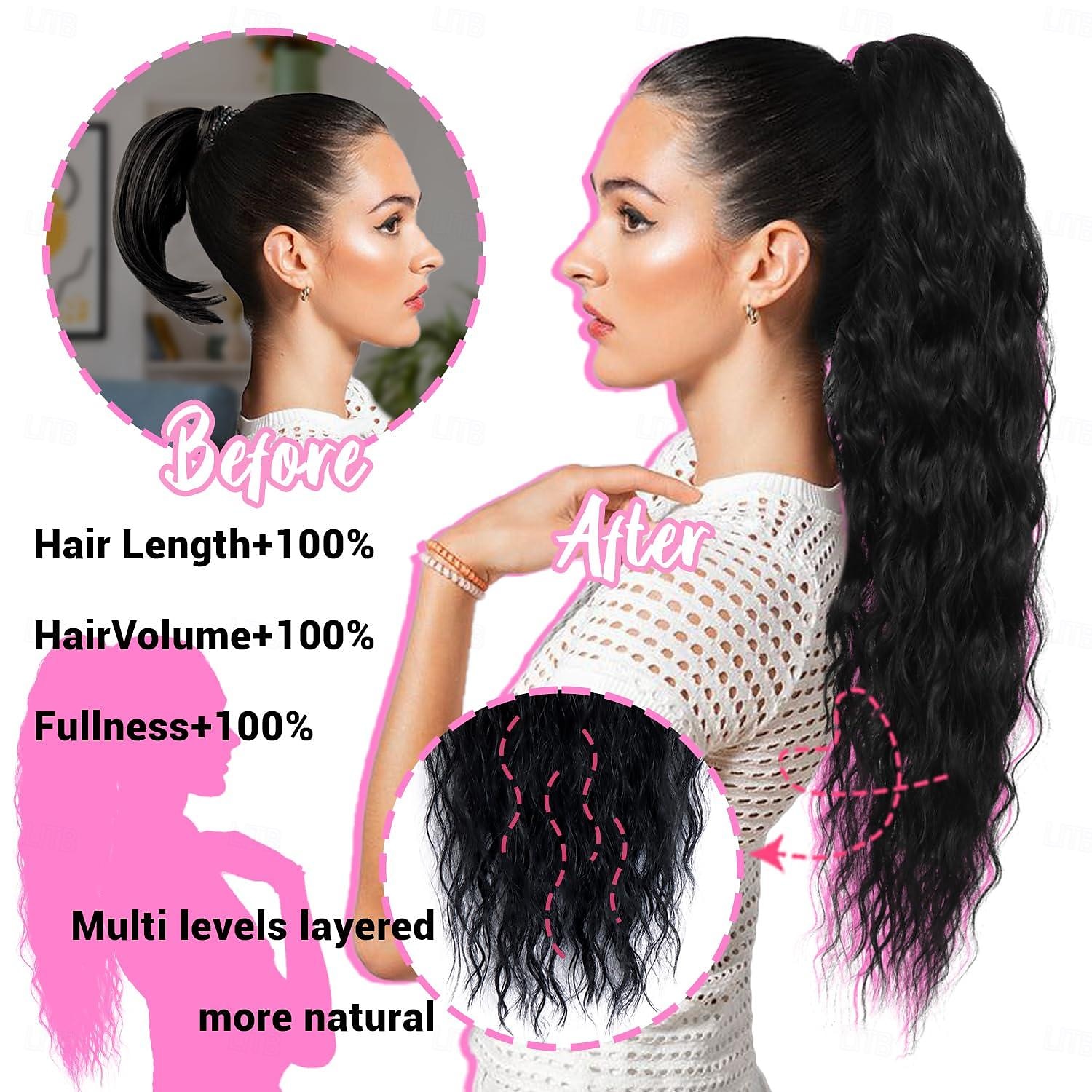 Cordon queue de cheval extensions de cheveux cuivre rouge longue bouclée ondulée queue de cheval naturel ondulé postiches synthétiques pour les femmes de 2025 ? $11.99 –P5