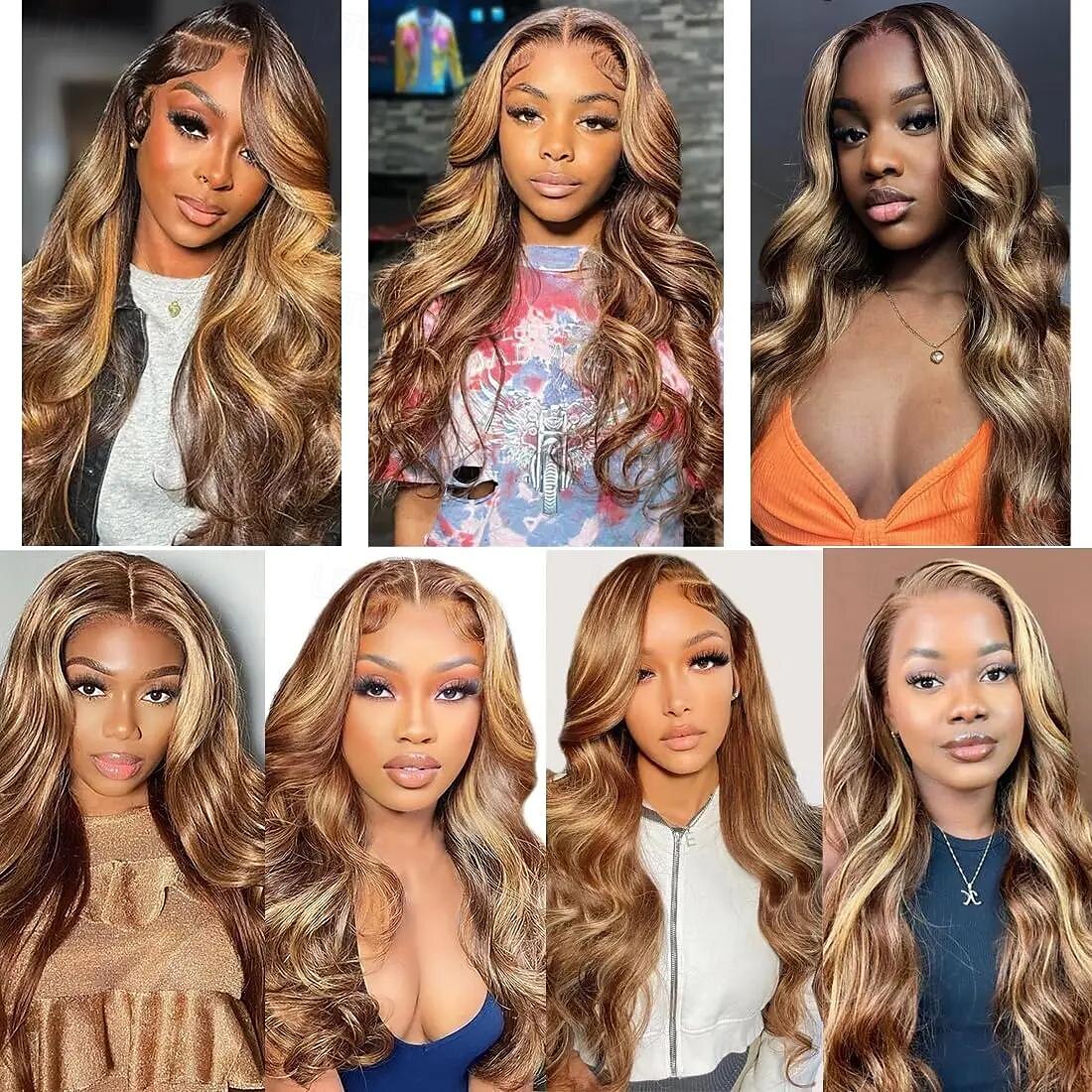 Blonde Highlight Wig Body Wave Human Hair Wig 4x4 Lace Closure Wig 2025 - $156.99 –P9